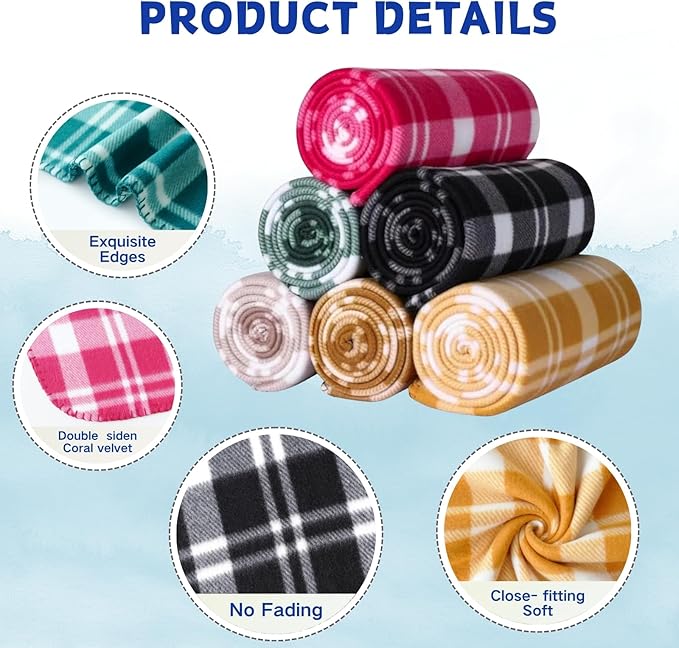 ZYFZCYBL Fleece Blanket Bulk Pack of 6 Cozy Fleece Throw Blankets 50x60 Warm Soft Lightweight Breathable Pet-Friendly for Bed Sofa Camping Wedding Gifts（Multiple Print）