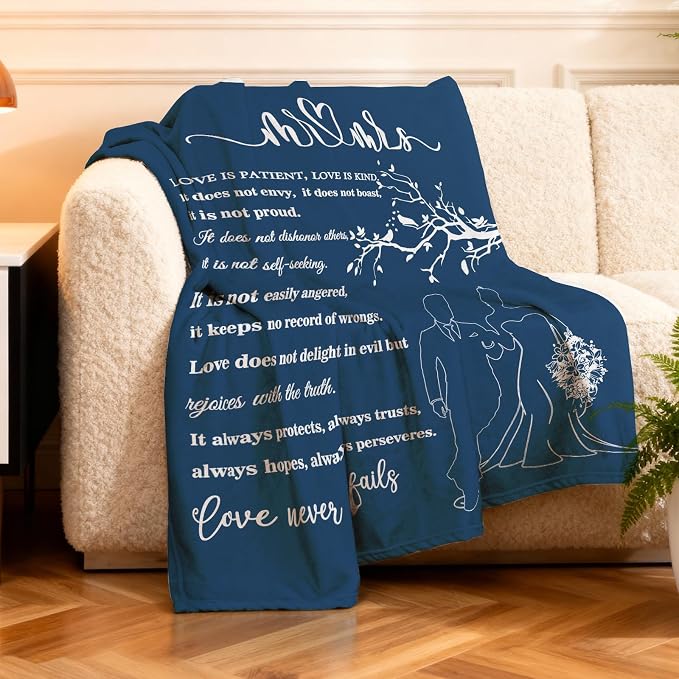 Wedding Gifts for Couples, Bridal Shower Gifts for Bride to Be Soft Blanket | Anniversary Mr and Mrs Gifts, Wedding Gifts for Newlyweds Wedding Throw Blanket 60*80 Inch (Blue)
