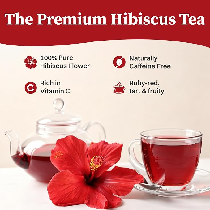 SKMTT Hibiscus Tea Bags, 60 Count, Hibiscus Flower Herbal Tea | 2g/Bag, Refreshing Tart Flavor, Caffeine-Free, Non-GMO
