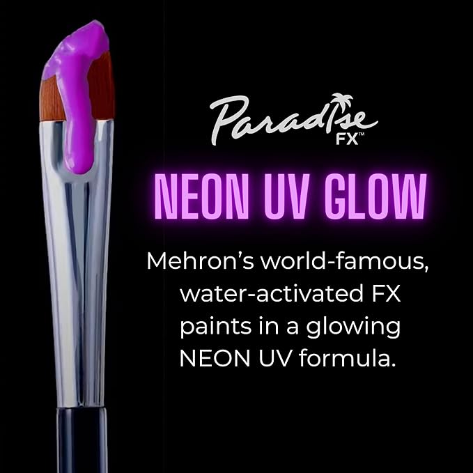 Mehron Paradise FX UV Neon Glow – Nebula – Neon Purple/Purple UV 0.25 oz | Pro Water-Activated Shimmer Paint for Raves, Costumes, SFX, Halloween, Stage, Screen, Theater & Cosplay