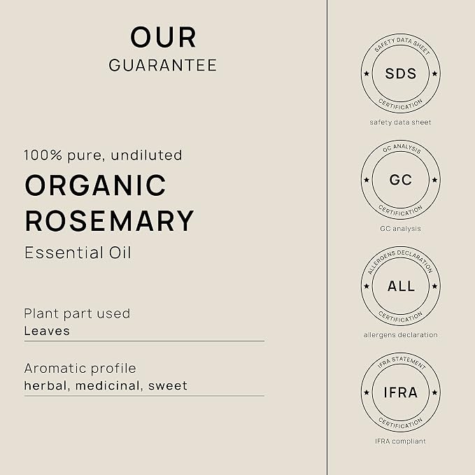 VINEVIDA Organic Rosemary Essential Oil - Gallon Organic Rosemary Oil Undiluted - Bulk Gallon Essential Oil for Soap Making