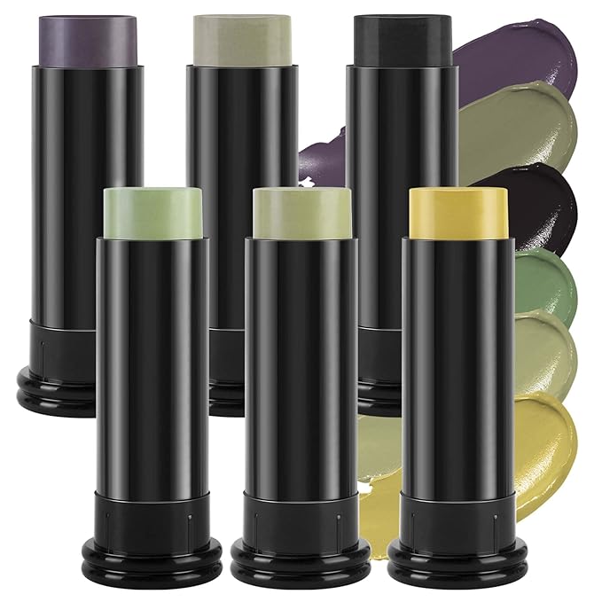 RunNico 6 Colors Camo Face Paint Kit, Waterproof Camo Makeup Sticks, Hunting Woodland Face and Body Paint Stick for Outdoor Hunting Use Makeup Cosplay Party Accessories (6 Pcs)