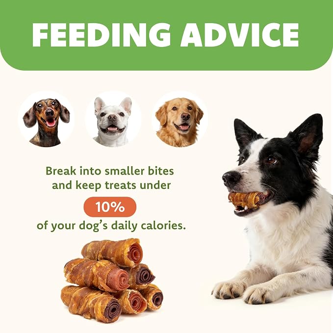 MON2SUN Dog Treats, 3 Inch Rawhide-Free Chicken, Duck & Beef Rolls,13.23 oz | Easy-To-Digest Texture, Suitable for Small Dogs, Daily Reward Use, Made with Real Meat