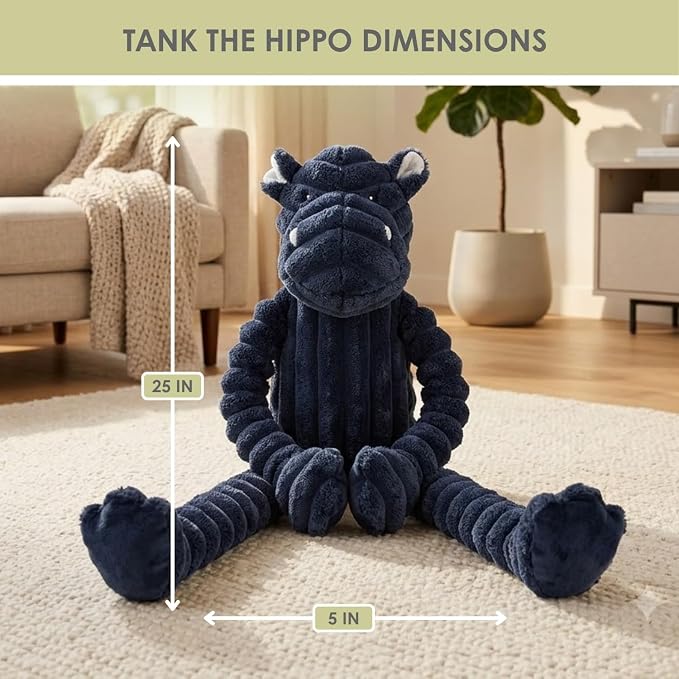 NANDOG My BFF Tank The Hippo Dog Toy XL, Large Soft Squeaky Toys