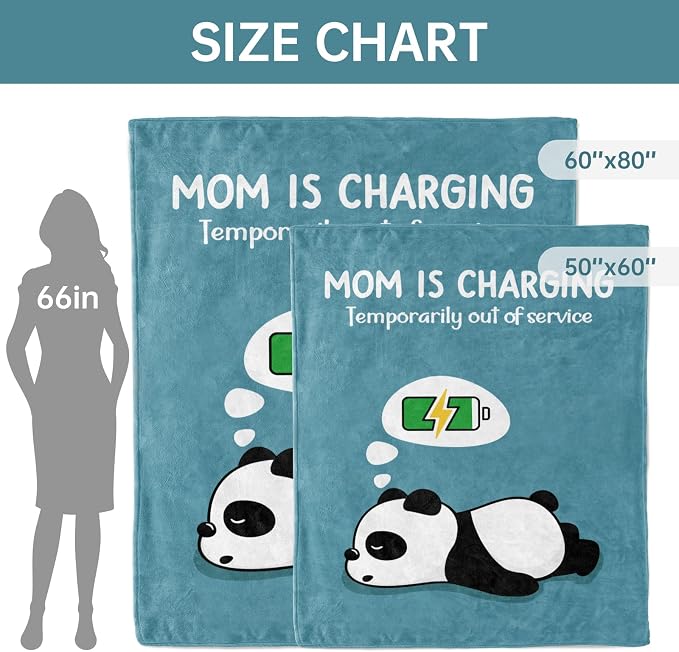 Craftique Mom Birthday Gifts, Funny Gifts for Mom- Mom's Charging Blanket | Mom Gifts for Women from Daughter Son Husband, Super Soft Blanket Throw for Napping Travel, 80”×60”