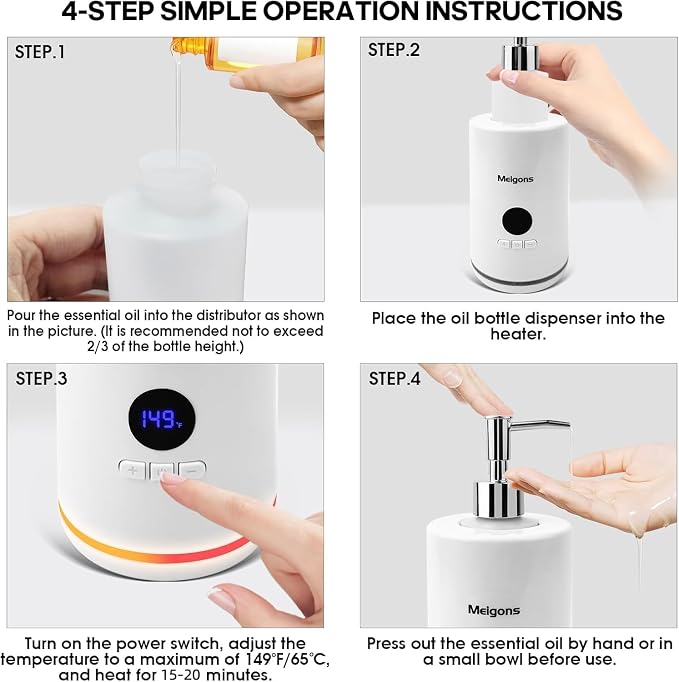 Oil Warmer for Massage, Massage Oil Warmer, Body Oils Heater for Spa, Salon and Barber Shops, with Two Oil Bottle Dispenser, Constant Temperature (White)