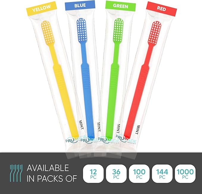 Pruvade 300 Pack Disposable Toothbrushes with Toothpaste, Built in | Prepasted Toothbrushes Individually Wrapped | Single Use Waterless Tooth Brush Soft Bristles for School, Hotel, Camping, Travel