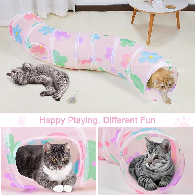 Glittme S-Shape Cat Tunnel, Foldable Cat Tunnels for Indoor Cats