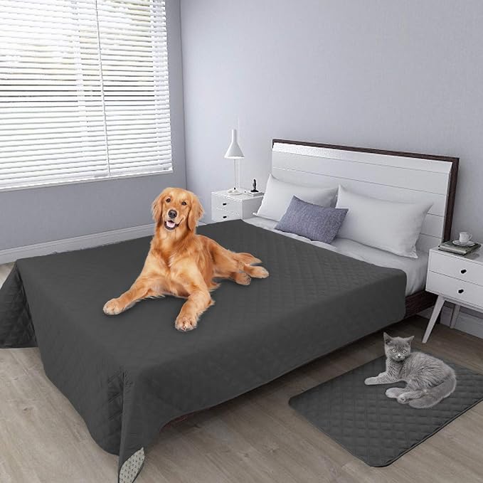 Easy-Going Waterproof Dog Bed Cover, Non-Slip Pet Blanket, 96x82in | Dark Gray, Leakproof Couch Cover, Machine Washable Furniture Mattress Protector, Soft Sofa Mat For Dogs, Pet Friendly