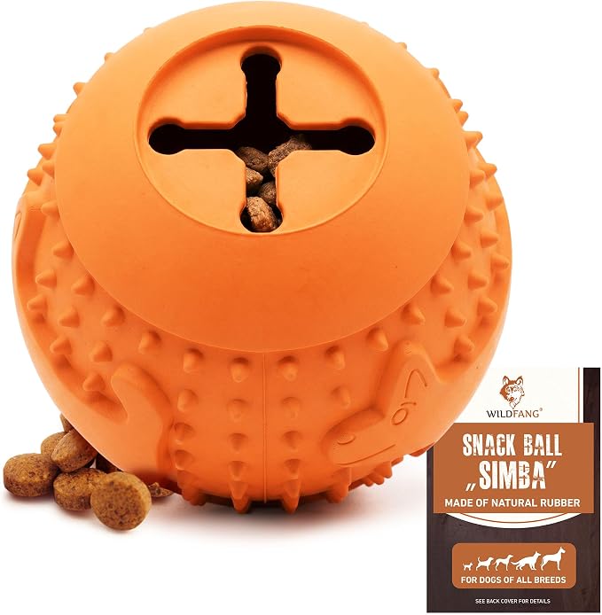 Wildfang® Rubber Dog Toys for Aggressive Chewers, Simba - Natural Rubber Teether Balls for Dogs, Supports Dental Health, Teething, Outdoor & Indoor Play Dog Toy for All Breeds