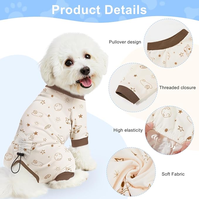 Bienbee Dog Pajamas, 4 Pack Adjustable Onesies for Small to Large Dogs 3XL | Dog Shedding Suit with Soft Fabric, Breathable & Stretchy, and Adjustable Back Length for Sleeping Lounging and Daily Use