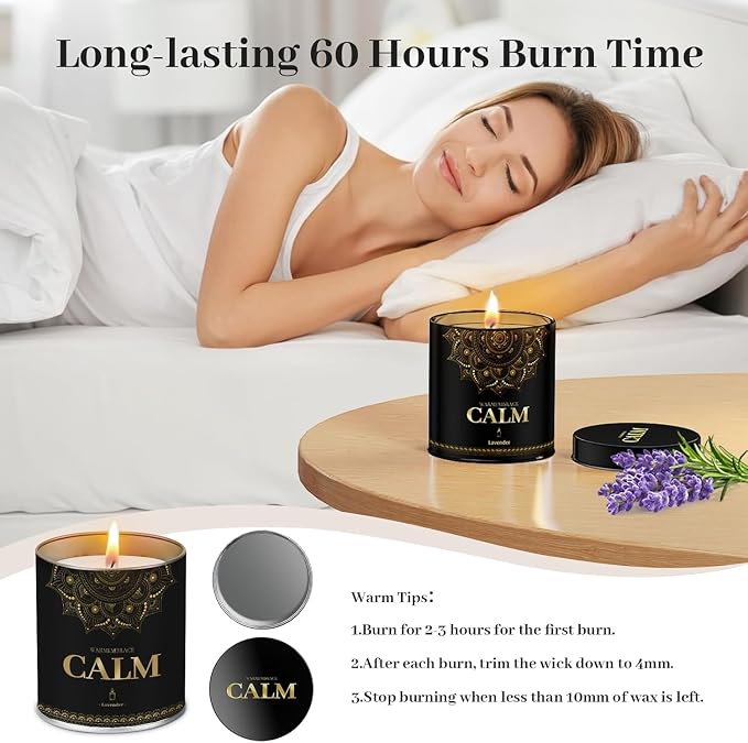 WarmEmbrace Scented Candles, 9 Oz Candle Sets for Home, Office, Meditation, Yoga, Candle Set for Women & Men, Father's Day, Birthday, Christmas, Anniversary Present (2 Pack, Lavender & Vanilla)