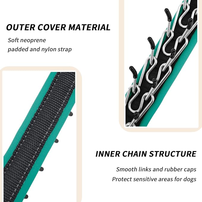 Martingale No Pull Dog Collar for Large Medium Small Dogs, Heavy Duty Nylon Reflective Adjustable Anti Pull Slip Collar with Buckle for Training Walking S Black Green