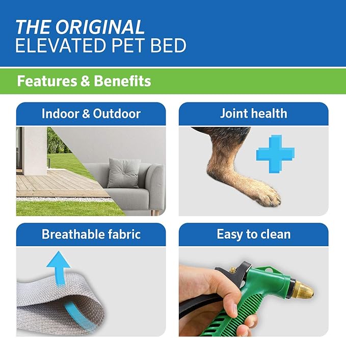Coolaroo Original Elevated Dog Bed - Breathable Off-The-Ground Pet Bed with Cooling Fabric, Joint Relief & Moisture-Resistant Fabric, 100% Recyclable, Easy Clean, Nutmeg, Medium