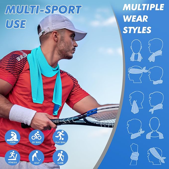 CSITE 8 Pack (47"x12") Cooling Towels for Neck and Face Bulk, Ice Towel for Hot Weather, Soft Breathable Chilly Gym Towels, Microfiber Towel for Work Out, Yoga, Running, Camping & More Activities