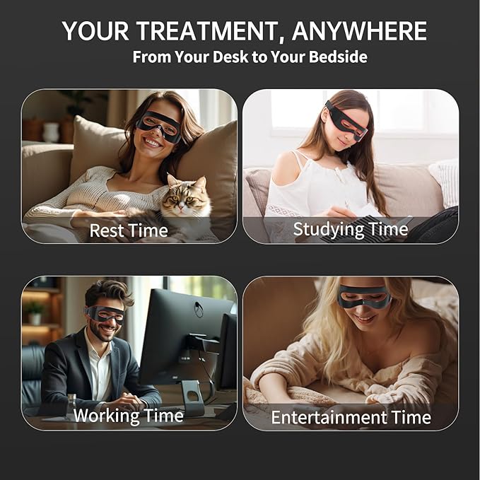 Red Light Therapy for Eyes, LED Eye Mask for Under Eye Bags, Puffiness & Dark Circles, Infrared Light, Women/Men Anti-Aging Rejuvenation Skincare in 3 Mins A Day, Auto-timing, Black