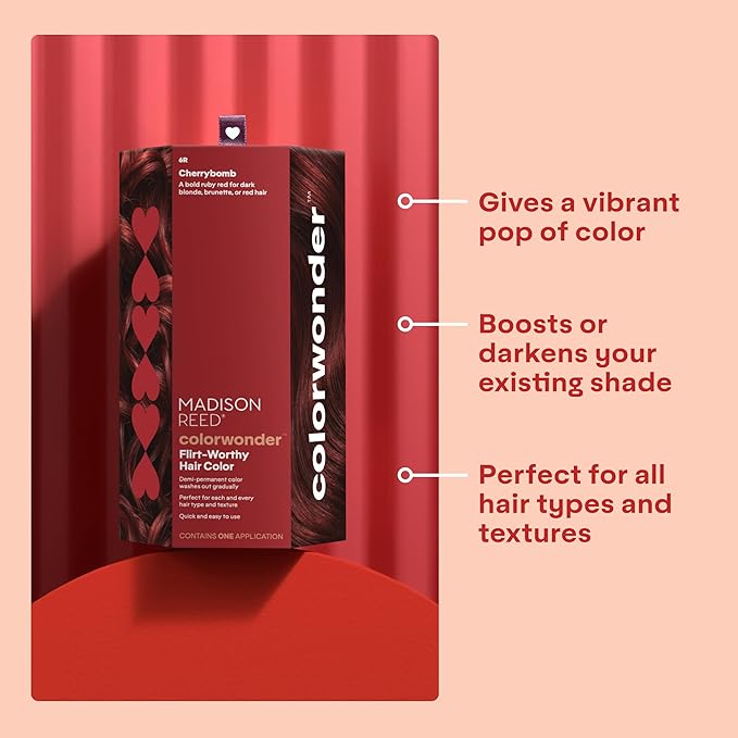 Madison Reed colorwonder Demi-Permanent Hair Color, Effortless At-Home Hair Dye, Ammonia-Free, Cruelty-Free, CherryBomb (6R Medium Ruby Red), Pack of 1