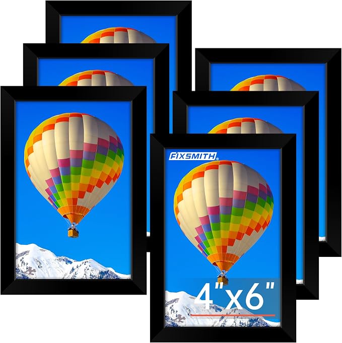 4x6 Picture Frame Set of 6, Black Photo Frames Bulk with HD Plexiglass for Wall Hanging or Tabletop Display, Multi Picture Frames Collage for Wall Decor
