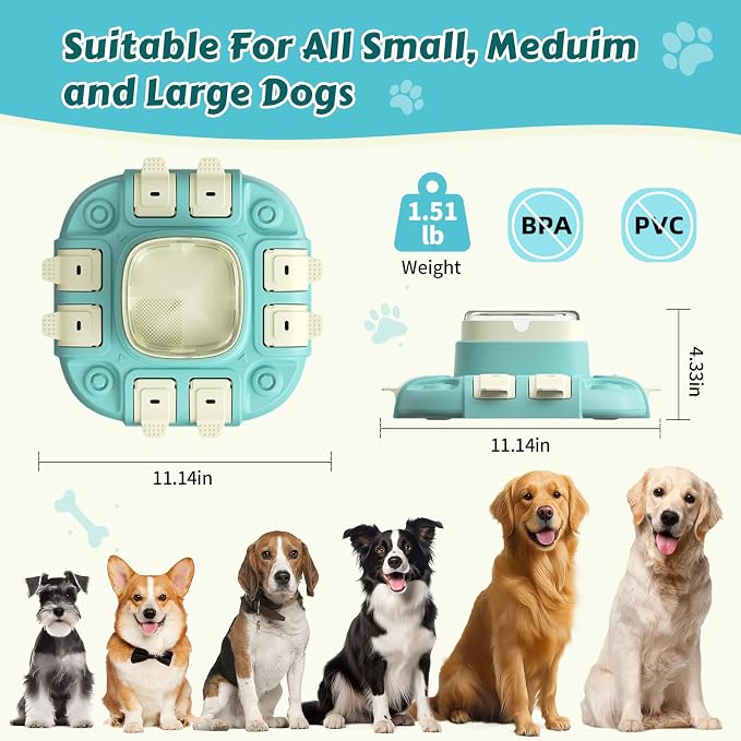 2 Levels Dog Puzzle Toy, Slow Feeder for Fast Eating Pets Interactive Dog Treat Puzzle Toys for IQ Training, Treat Dispenser for Small Medium Large Dogs, Cats