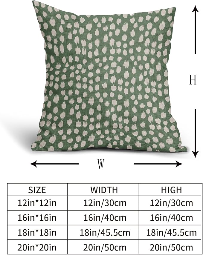 Sage Green Cream Pillow Covers 22x22 Set of 2 Boho Design Polka Dot Throw Pillows Modern Brush Strokes Print Decorative Outdoor Pillowcase Square Cushion Cover Linen Pillow Case for Sofa Couch Bed