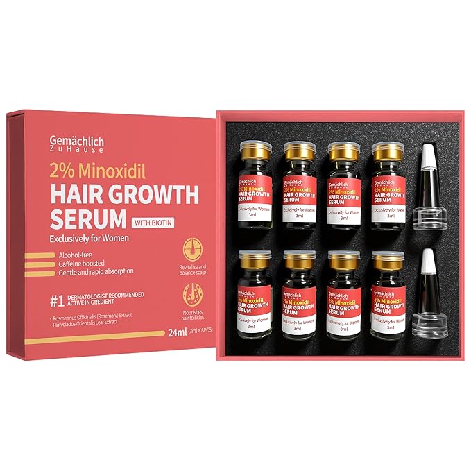 Minoxidil for Women Hair Growth with Biotin, Extra Strength Topical Minoxidil Serum Solution with Rosemary for Hair Regrowth Treatments, Non-Greasy, Helps Prevent Hair Thinning & Hair Loss