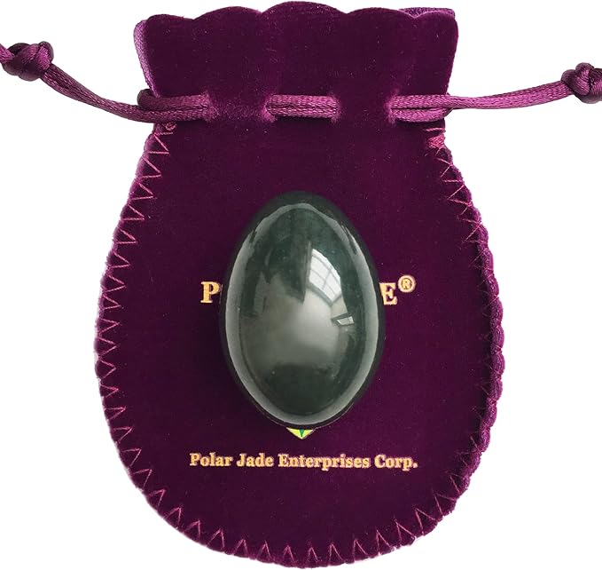 Undrilled Nephrite Jade Stone Egg – Medium Size (43 × 30 mm) | 100% Natural Canadian Jade, Smooth Hand-Polished with Certificate of Authenticity & Velvet Pouch | Polar Jade