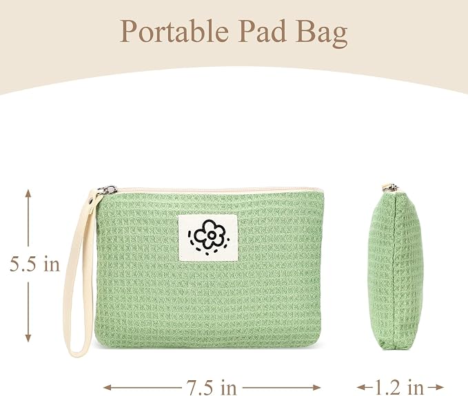 Waffle Canvas Period Pouch First Period Kit Bag Small Discreet Menstrual Cup Pad Pouch Cute Sanitary Napkin Storage Bag Tampon Holder Multi-purpose Feminine Bag Beige