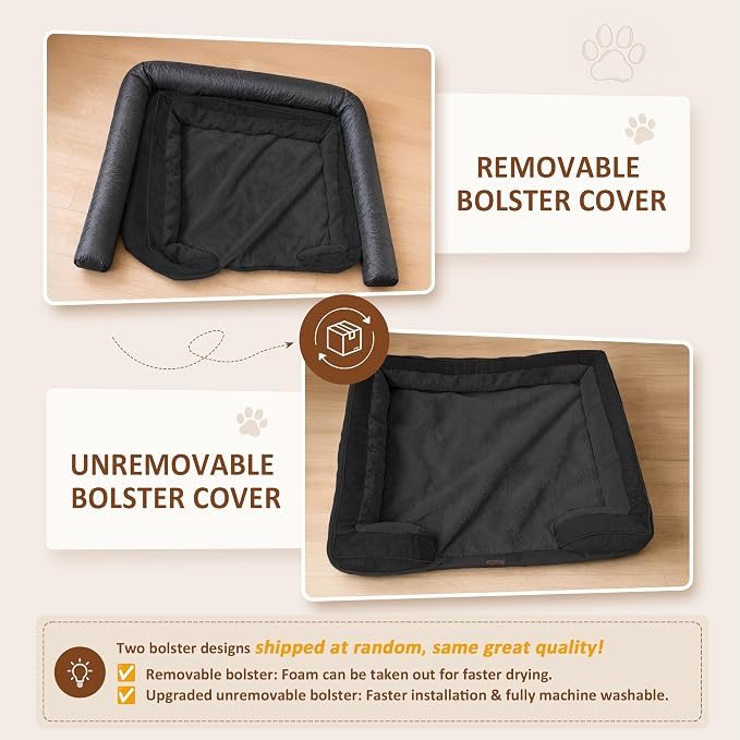 Comfort Expression Waterproof Orthopedic Dog Beds for Large Sized Dog | Supportive Egg Crate Foam Large Pet Bed with Removable Bolster, Dog Couch with Washable Cover & Non-Slip Bottom, 35x22 Inch