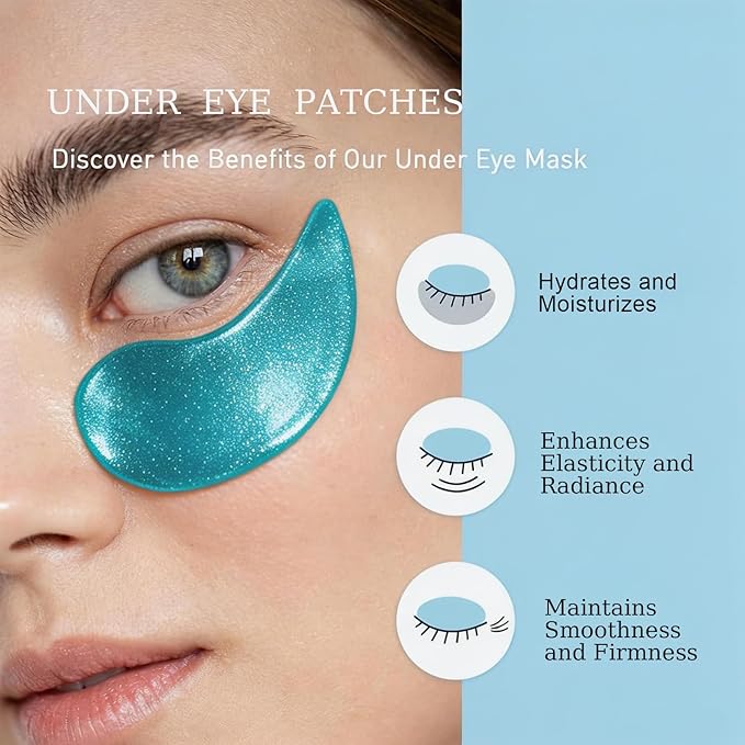 Under Eye Patches Masks-60 PCs for Dark Circles, Puffy Eyes, Fine Lines, Wrinkles, Eye Bags Treatment with Collagen & Hyaluronic Acid - Day & Night Skin Treatment Pads,Moisturizing and Hydrating