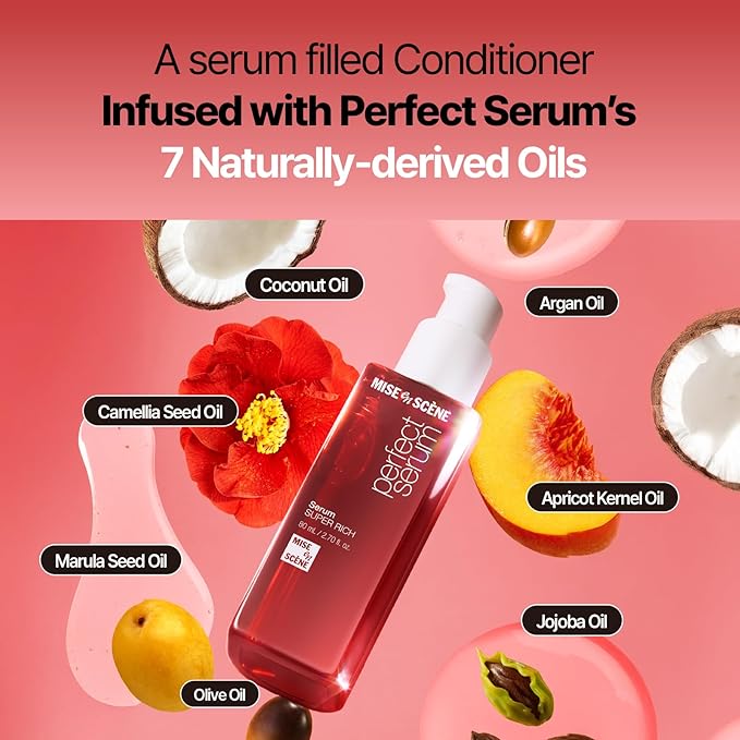 Mise En Scene Perfect Serum Super Rich Conditioner| Korean Hair Care for Severely Damaged Hair | Anti-Frizz, Hydrating, Nourishing | Korean Conditioner with Moroccan Oil, Jojoba Seed |17.92 Fl Oz