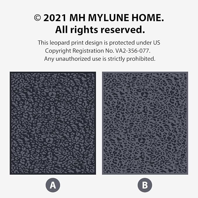 MH MYLUNE HOME Ultra Soft Leopard Throw Blanket, Charcoal Blue, 71"x78" | Reversible Cheetah Print Blanket, Comfy Fluffy Fuzzy Plush Blanket Throws for Couch Bed, Cozy Blankets for Women Gift