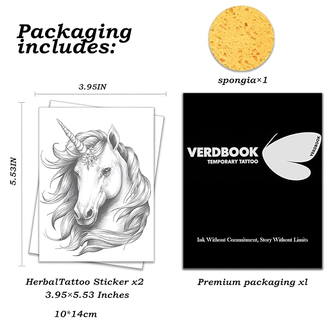 Waterproof Temporary Tattoos: 2-Sheet Tattoo Kit with Realistic Body Stickers, Semi-Permanent Tattoos for Adults Lasting 7-15 Days – Safe for Men & Women, Mystic Steed