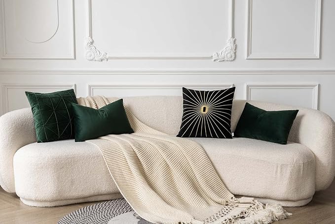 12x20 Lumbar Throw Pillow Covers Set of 2 for Couch Bed Sofa,Army Green | Decorative Soft Velvet Cushion Covers with Invisible Zipper for Living Room Bedroom Home Decor Christmas
