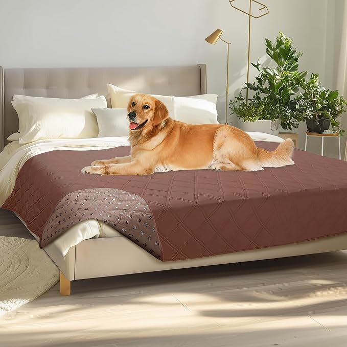 Luciphia Waterproof Couch Cover for Dogs, Non-Slip Pet Sofa Protector | Non-slip waterproof couch cover scratch-resistant machine washable protects sofa bed from spills fur, Coffee Brown, 68" x 82"