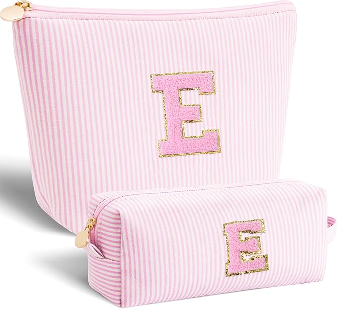 Birthday Gifts for Her Friend Daughter Sister Teacher Wife | Room Essentials for Teen Girls | Personalized Makeup Bag for Women - Monogram Cosmetic Bag Travel Bag - Pink,E