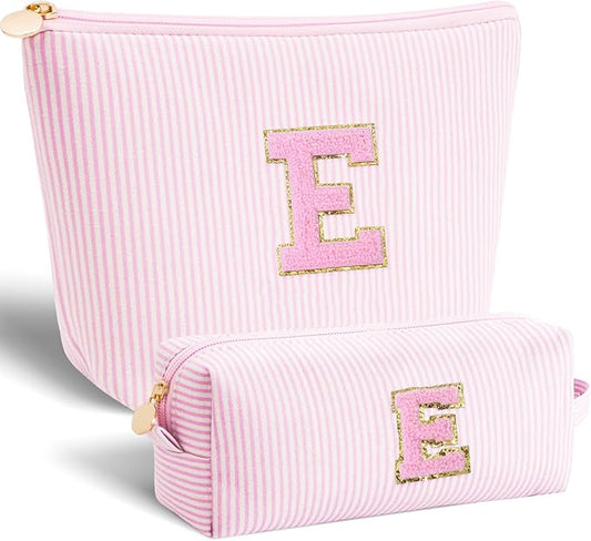 Birthday Gifts for Her Friend Daughter Sister Teacher Wife | Room Essentials for Teen Girls | Personalized Makeup Bag for Women - Monogram Cosmetic Bag Travel Bag - Pink,E