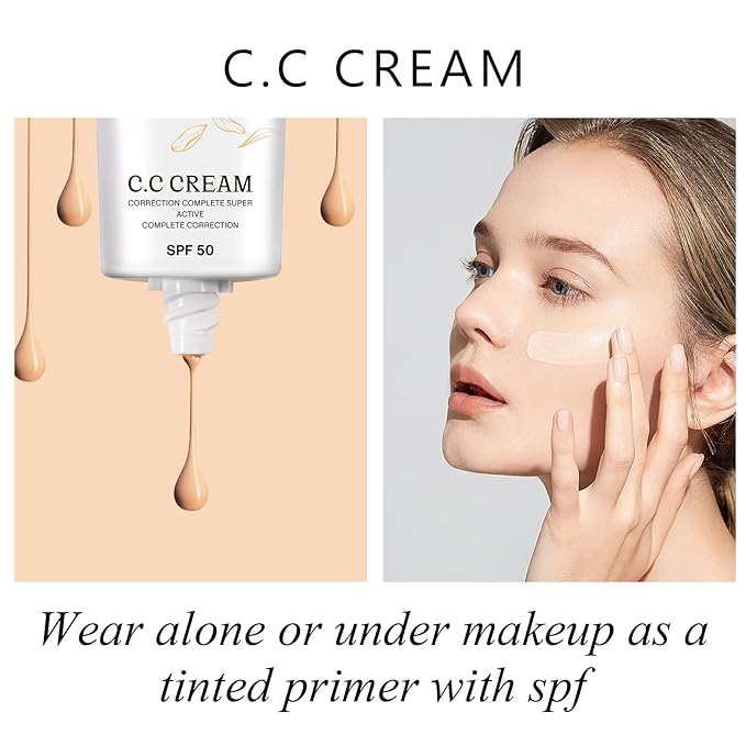 NIFEISHI CC Cream 2 Pack, Self Adjusting for Mature Skin, Super Active Foundation With SPF 50 for Face and Body Color Correcting