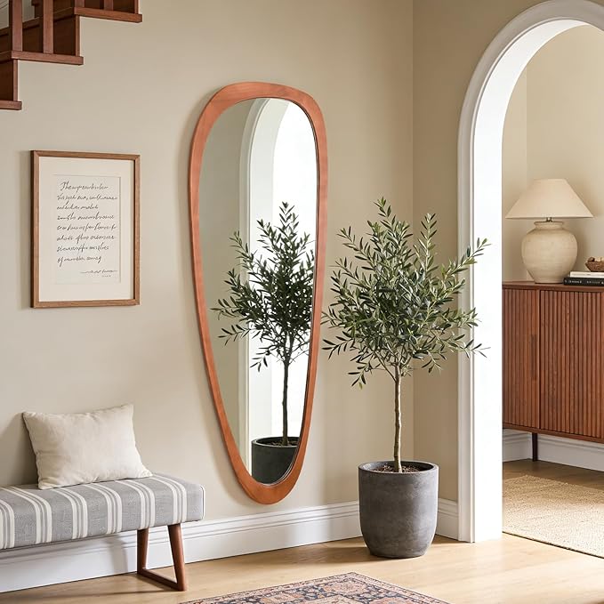 Asymmetrical Mirror, Irregular Mirror Full Length, Boho Wall Mirrors Decorative for Bedroom Living Room Entryway Hall, Mid Century Modern Decor 60" H x 22" W
