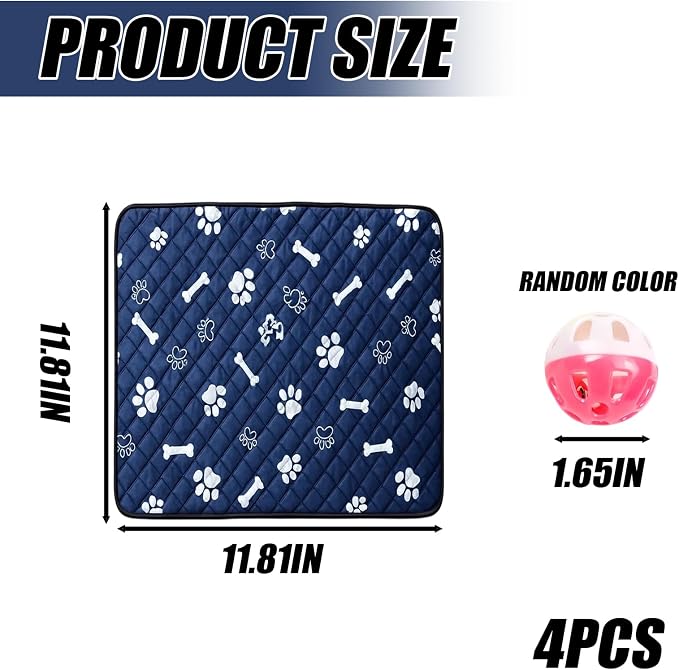 Puppy Pad with Pheromones, Training Pads for Dogs, 30x30cm Blue Bone Design, Includes 3 Random Color Bell Balls, Ideal for Puppy Potty Training, Senior Pet Care, and Travel
