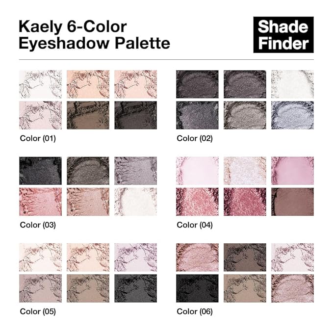 6 Colors Mini Rose Pink Black Eye Shadow Palette Makeup for Older Women, Neutral Matte Shimmer Eyeshadow Palette Highly Pigmented Waterproof, paleta de sombras de ojos, Vegan & Cruelty-free, 03