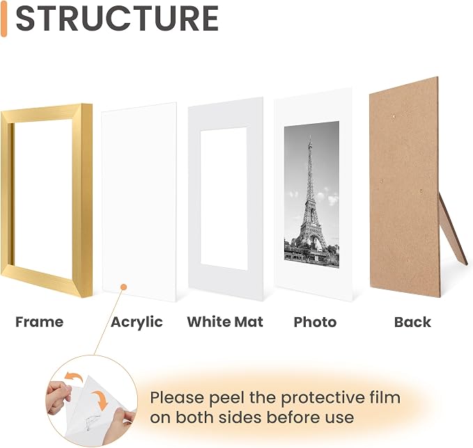 upsimples 8x10 Picture Frame, Photo Collage Wall Decor Set of 10, Gold | Fit 5x7 and 8 x 10 Photos, Wall or Tabletop Display, For Gallery Hallway Living Room, For Christmas Wedding