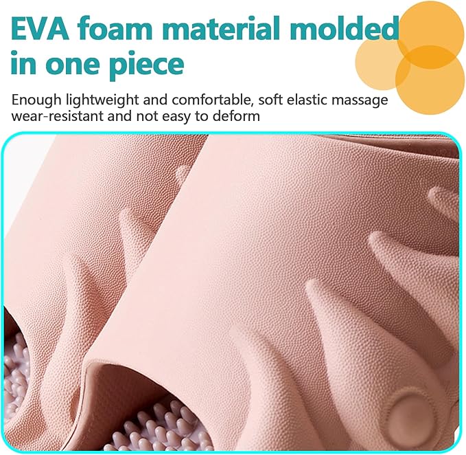 Plantar Fasciitis Relief Foot Massager for Plantar Fasciitis Shoes Women Acupressure Massage Slippers Reflexology Sandals Relaxation Gifts for Mom Dad Parents (White Orange,women7-8/men 6.5-7.5)