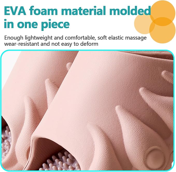 Plantar Fasciitis Relief Foot Massager for Plantar Fasciitis Shoes Women Acupressure Massage Slippers Reflexology Sandals Relaxation Gifts for Mom Dad Parents (White Orange,women9.5-10/men 9-10.5)