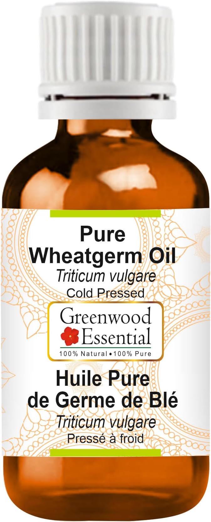 Greenwood Essential Wheatgerm Oil (Triticum vulgare) | Cold Pressed | Natural | Undiluted | For Diluting Essential Oils | For Skin & Massage | Men & Women | 100ml (3.38 oz)