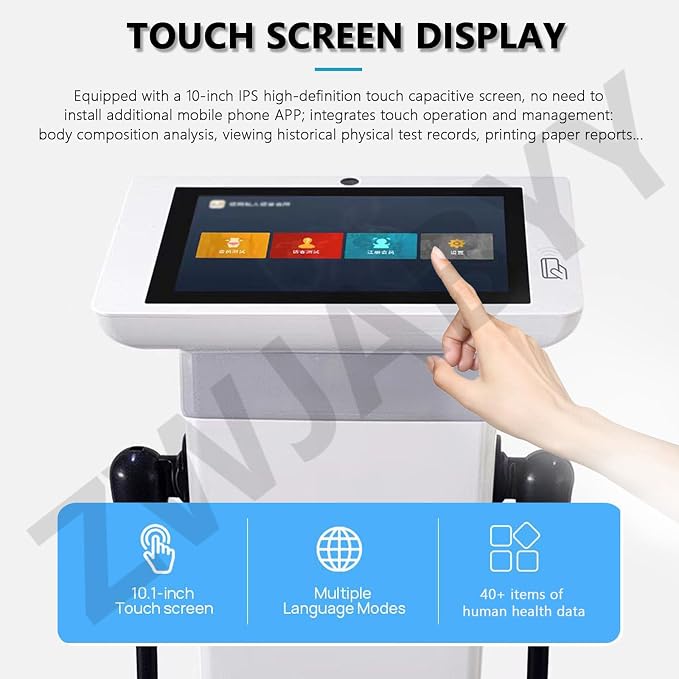 10.1 inch HD Touch Bioimpedance Analysis Machine Ultrasonic Height Test Body Composition Weight Control Fat Analyzer Health Ma