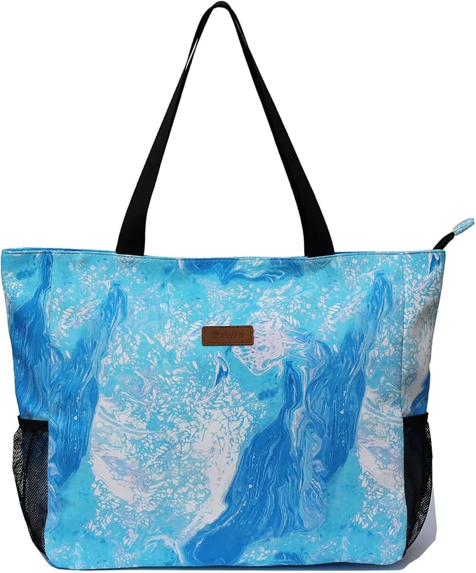 ESVAN LARGE BEACH BAG Water Resistant Lightweight 20 inch Women Oversize Tote Bag for Gym Beach Travel Pool Yoga Nurse