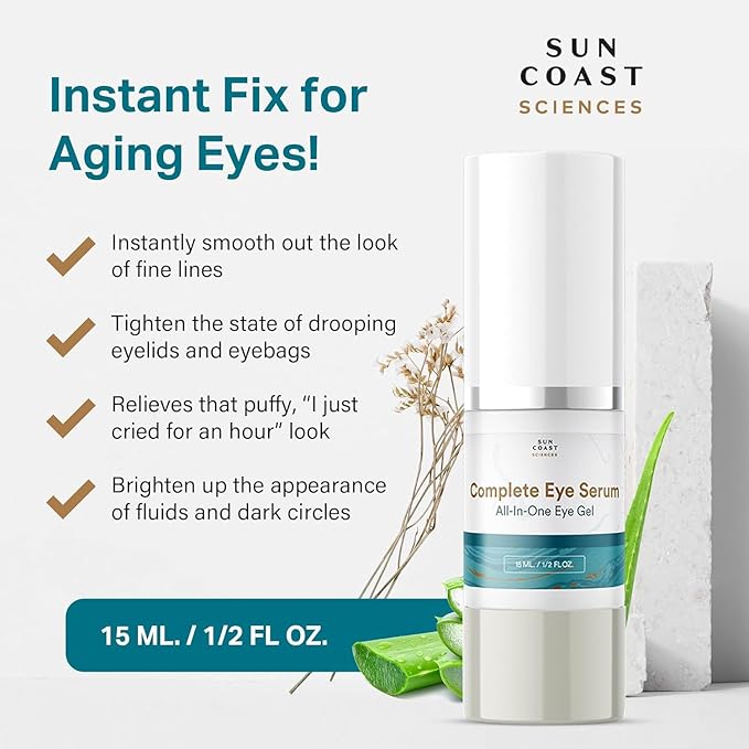 Sun Coast Sciences - Complete Eye Serum by Dr. Mark Rosenberg for Wrinkle Reduction, Age Spots Fading, and Under-Eye Bags Treatment,1/2 Fl Oz