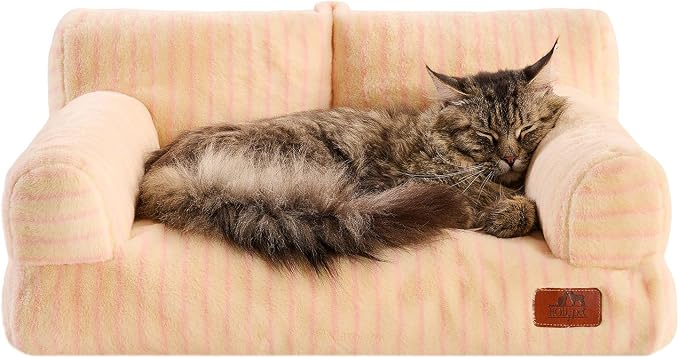 Hollypet Small Dog Large Cat Bed Puppy Couch Beds for Pets up to 25 lbs | Fluffy Dog Cat Couch Plush Soft Warming Pets Beds with Machine Washable Cover and Non-Slip Bottom