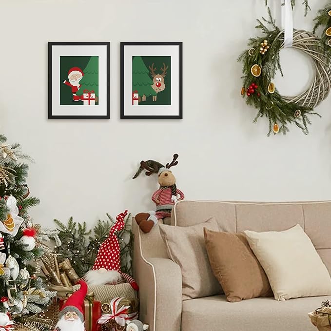 upsimples 11x14 Picture Frame, Gallery Wall Frames Set of 5, Black | Photo Frame Collage Wall Decor, 11 x 14 Frame, 8x10 Frame with Mat for Family, Baby, Hallway, Diamond, Christmas