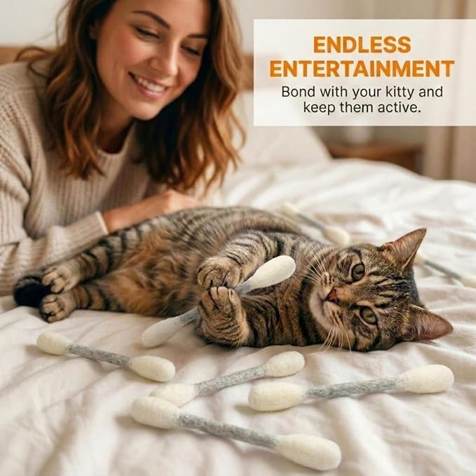 Glaciart One Swabs Cat Toys with Catnip - 6 Pk | Durable for Chew, Cute Cat Toys Interactive Kitty for Boredom, Exercise, & Play | Filled w/Organic Catnip for Anxiety & as Digestive Aid | Gift Idea